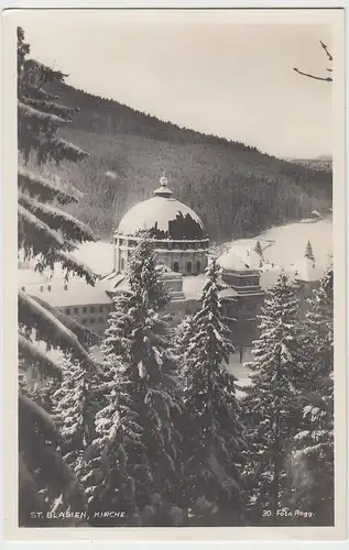 (98877) Foto AK St. Blasien, Kirche im Winter, vor 1945