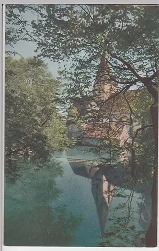 (98866) AK Blaubeuren, Blautopf mit Klosterkirche, Farben-Foto vor 1945