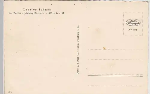 (98241) Foto AK Zastler Feldberg, Letzter Schnee, vor 1945