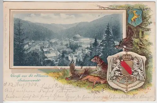 (97685) AK Gruß aus St. Blasien, Schwarzwald, Kloster, Prägekarte 1900