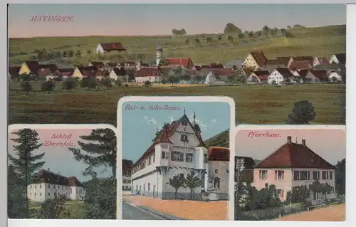 (97474) AK Hayingen, Bad. Württ., Pfarrhaus, Schulhaus, vor 1945