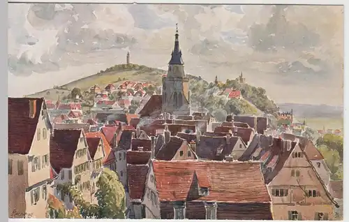 (97460) Künstler AK Marschall, Tübingen, Blick vom Schloss, vor 1945