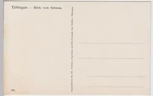 (97460) Künstler AK Marschall, Tübingen, Blick vom Schloss, vor 1945