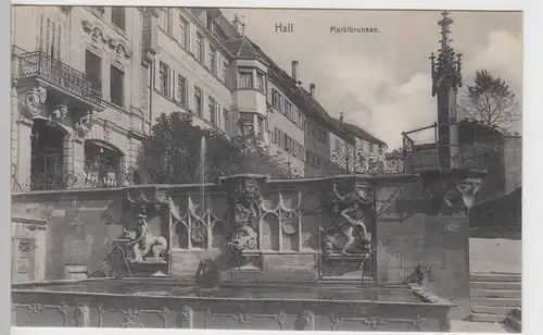 (97440) AK Schwäbisch Hall, Marktbrunnen, Gasthof zum Adler, vor 1945