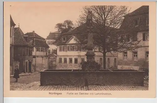 (97408) AK Nürtingen, Partie am Seminar, Lammbrunnen, vor 1945