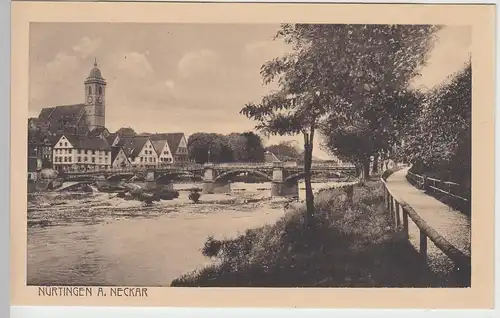 (97407) AK Nürtingen, Neckar, Brücke, Laurentiuskirche, vor 1945