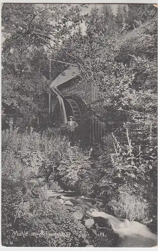 (96022) AK Mühle im Schwarzwald, Mühlrad, um 1905