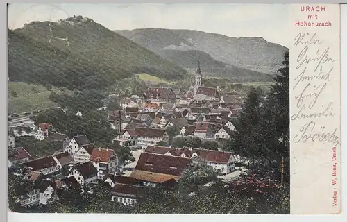 (95612) AK Urach, Ansicht mit Hohenurach, 1904