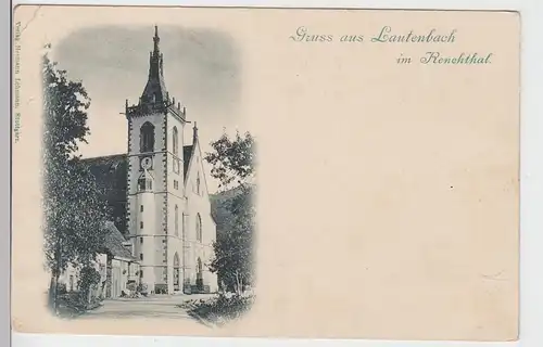 (95523) AK Gruss aus Lautenbach im Renchtal, Kirche Maria Krönung vor 1905