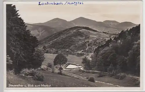 (95512) Foto AK Lautenbach im Murgtal, Stauweiher u. Blick z. Merkur, 1939