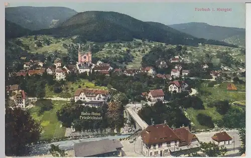 (95510) AK Forbach im Murgtal, Ansicht m. Bahn-Hotel Friedrichshof, 1919