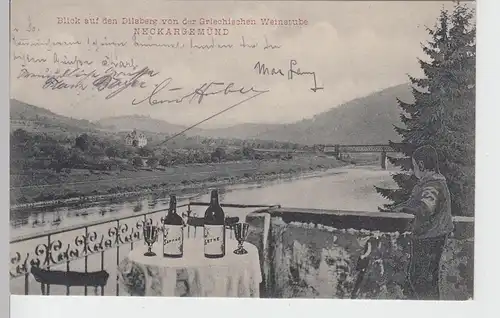 (95445) AK Neckargemünd, Blick von der griech. Weinstube, 1909