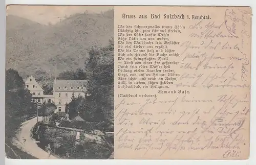 (94764) AK Bad Sulzbach im Renchtal, Gedicht v. Edmond Basy, 1906