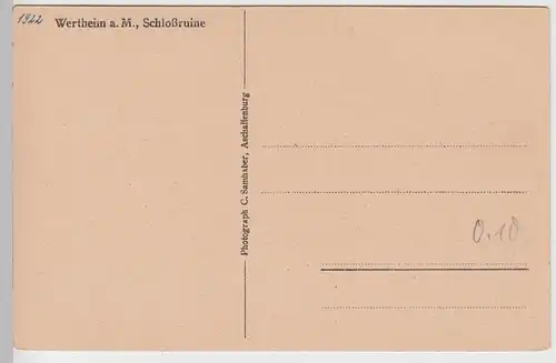 (90259) AK Wertheim, Stadt mit Burg, um 1922