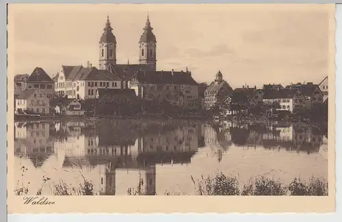 (85865) AK Bad Waldsee, Stiftskirche St. Peter, Stadtsee, vor 1945