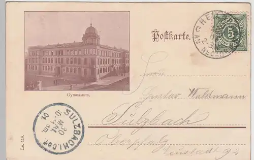 (85227) AK Heilbronn, Kaiserstraße, Gymnasium a. Rückseite 1901