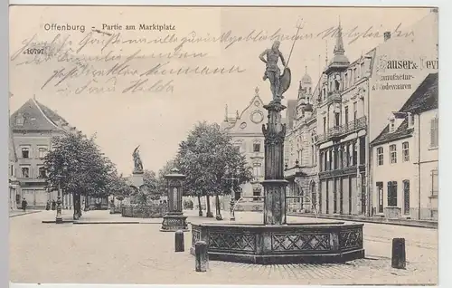 (85186) AK Offenburg, Partie am Marktplatz 1904