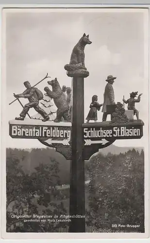 (83904) Foto AK Altglashütten, Schwarzwald, Wegweiser 1940