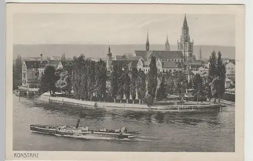 (81753) AK Konstanz, Ansicht mit Raddampfer Neptun, vor 1945