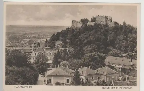 (81750) AK Badenweiler, Ruine mit Rheinebene, 1927