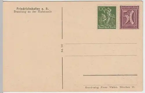 (8129) AK Friedrichshafen, Bodensee, Hafenmole, Mi-Nr. 167, 183, bis 1923