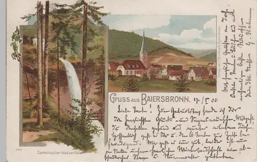 (76794) AK Gruss aus Baiersbronn, Sankenbacher Wasserfall 1900