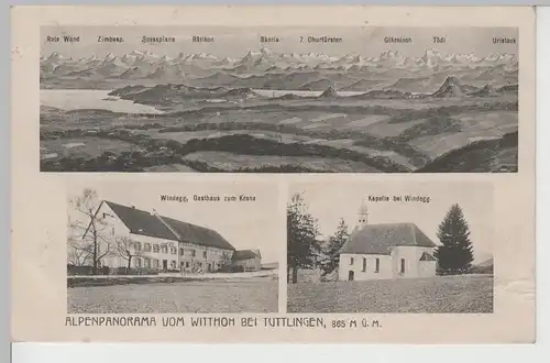 (76793) AK Windegg, Gasthaus Zum Kranz, Kapelle, Alpenpanorama v. Witthoh