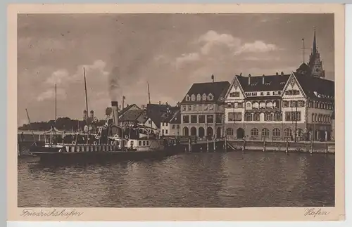 (76136) AK Friedrichshafen, Bodensee, Hafen, Dampfschiff 1933