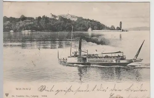 (76128) AK Mainau, Bodensee, Raddampfer 1903