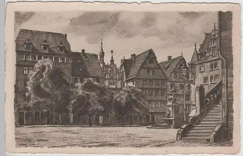 (72081) Künstler AK Heilbronn, Marktplatz, vor 1945