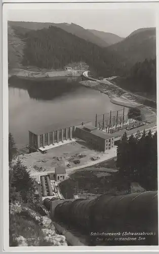 (69977) Foto AK Häusern, Schluchseewerk, Stausee Schwarzabruck 1933