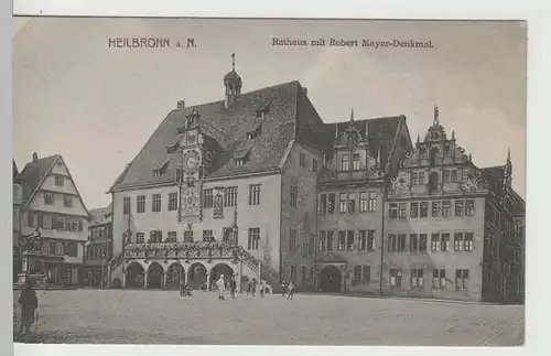 (67889) AK Heilbronn, Rathaus m. Robert Mayer-Denkmal, vor 1945