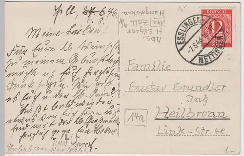 (63780) AK Esslingen am Neckar, Stadtkirche St. Dionys 1946