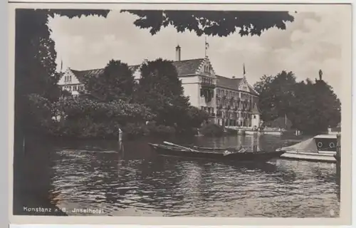 (6046) Foto AK Konstanz, Bodensee, Inselhotel, Boote, vor 1945
