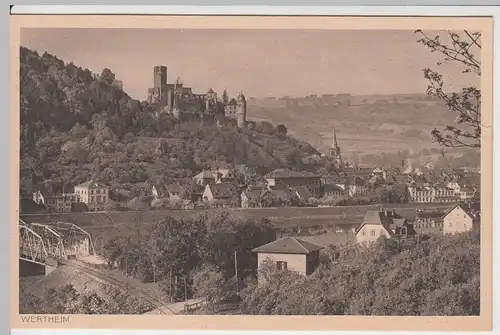 (57469) AK Wertheim, Stadtansicht, Burg, Blick von Kreuzwertheim, vor 1945