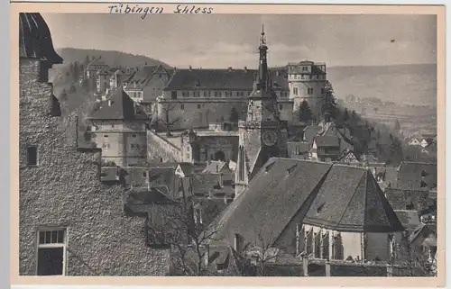 (56444) AK Tübingen, Stiftskirche m. Blick a. Schloss, vor 1945