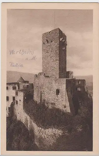 (54348) AK Wertheim, Bergfried d. Schloßruine, 1921