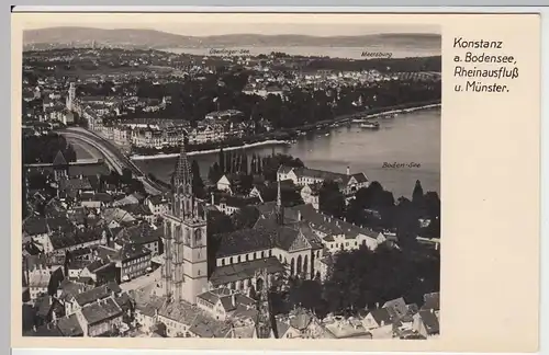 (53787) Foto AK Konstanz, Rheinausfluss u. Münster