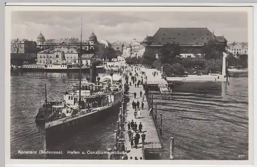 (50155) Foto AK Konstanz, Hafen u. Conziliumsgebäude