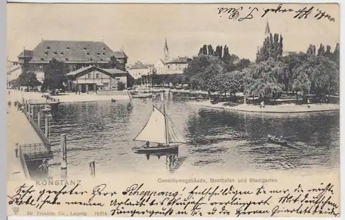 (4897) AK Konstanz, Bodensee, Konzilgebäude, Stadtgarten 1903