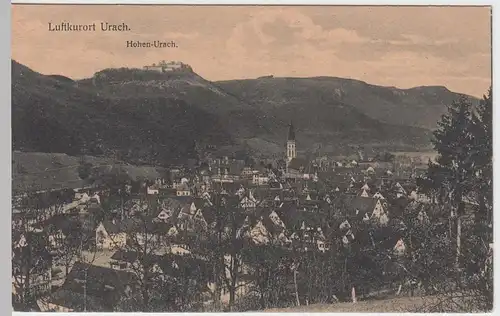 (47319) AK Bad Urach, Panorama mit Burg Hohenurach, vor 1945