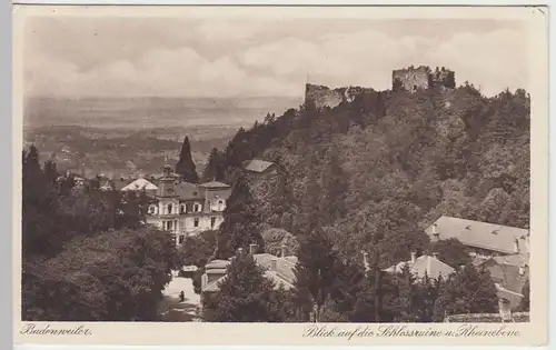 (41952) AK Badenweiler, Blick a.d. Schlossruine u. Rheinebene 1930