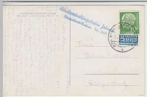 (39501) AK Bonndorf i. Schwarzwald, Kindererholungsheim Johnen 1954
