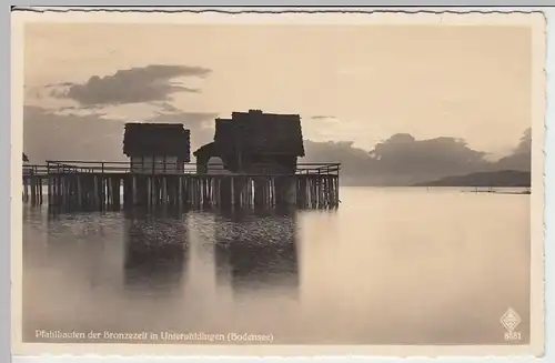 (38630) Foto AK Unteruhldingen, Pfahlbauten der Bronzezeit, vor 1945