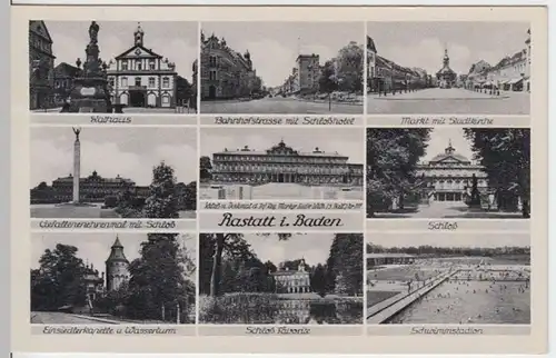 (3793) AK Rastatt, Einsiedlerkapelle, Wasserturm, Schloss 1941