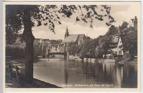 (37517) Foto AK Tübingen, Neckarpartie m. Haus der Jugend vor 1945