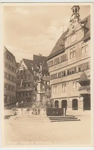 (37061) Foto AK Tübingen, Rathaus mit Marktbrunnen
