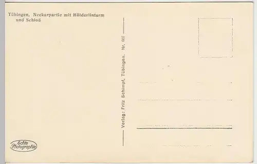 (37059) Foto AK Tübingen, Neckarpartie m. Hölderlinturm u. Schloß