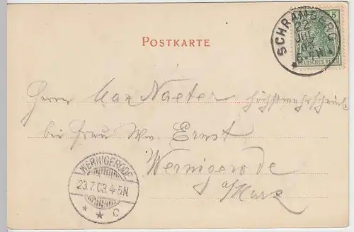 (34950) AK Gruss aus Lauterbach, Kind m. Wegweiser Schramberg, 1903