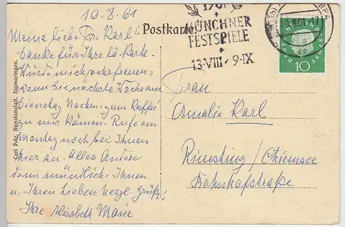 (34544) AK Sigmaringen, Totale m. Schloss, vor 1945, gel. 1961